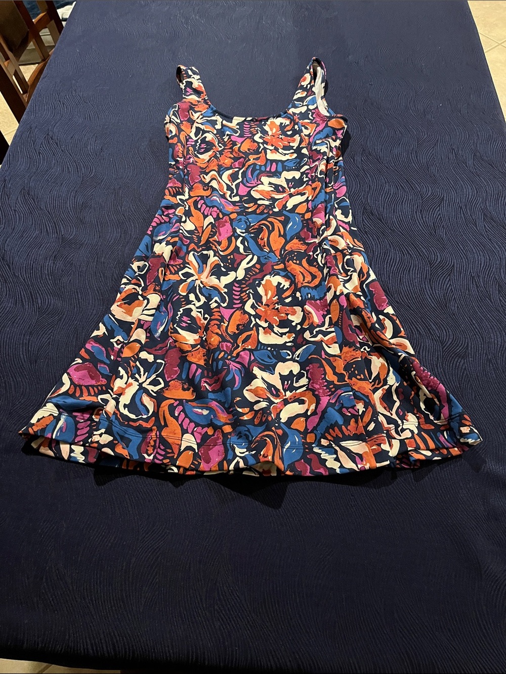 Title Nine Floral Midi Dress in Blue, Orange, Pink, Cream